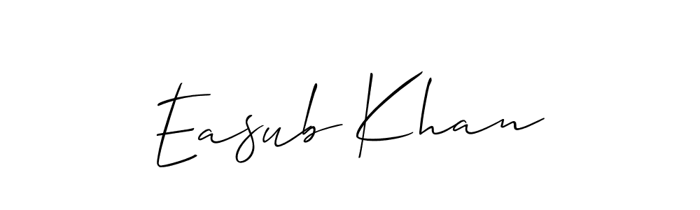 if you are searching for the best signature style for your name Easub Khan. so please give up your signature search. here we have designed multiple signature styles  using Allison_Script. Easub Khan signature style 2 images and pictures png