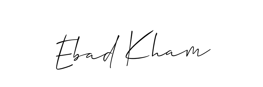 if you are searching for the best signature style for your name Ebad Kham. so please give up your signature search. here we have designed multiple signature styles  using Allison_Script. Ebad Kham signature style 2 images and pictures png