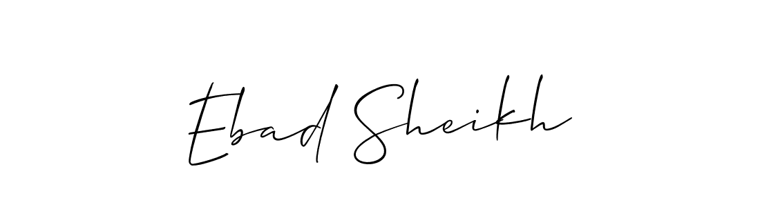 Use a signature maker to create a handwritten signature online. With this signature software, you can design (Allison_Script) your own signature for name Ebad Sheikh. Ebad Sheikh signature style 2 images and pictures png