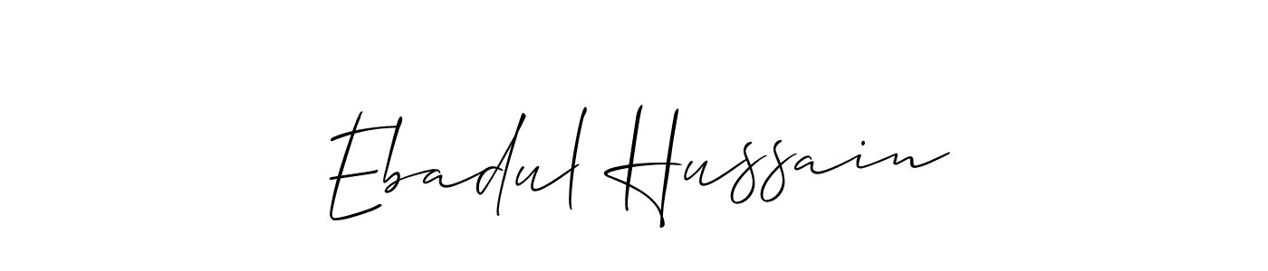 You should practise on your own different ways (Allison_Script) to write your name (Ebadul Hussain) in signature. don't let someone else do it for you. Ebadul Hussain signature style 2 images and pictures png