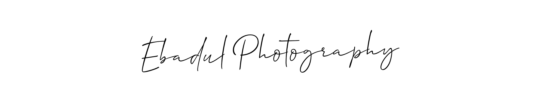 Use a signature maker to create a handwritten signature online. With this signature software, you can design (Allison_Script) your own signature for name Ebadul Photography. Ebadul Photography signature style 2 images and pictures png