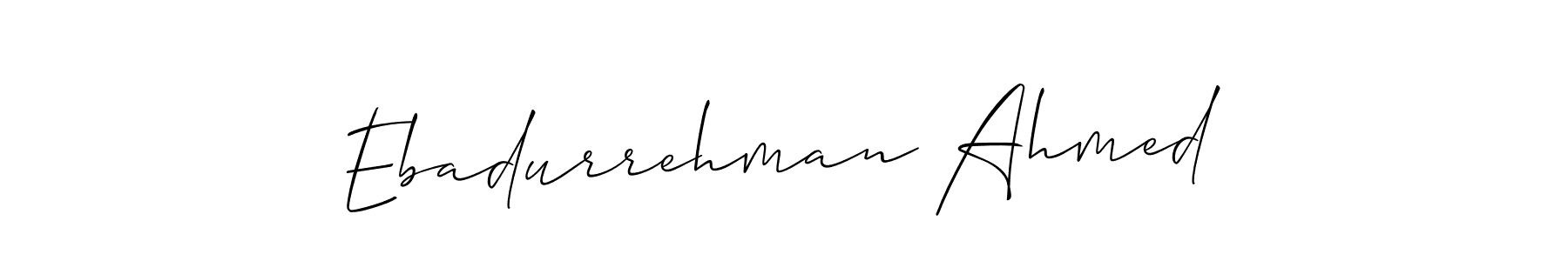 How to make Ebadurrehman Ahmed name signature. Use Allison_Script style for creating short signs online. This is the latest handwritten sign. Ebadurrehman Ahmed signature style 2 images and pictures png