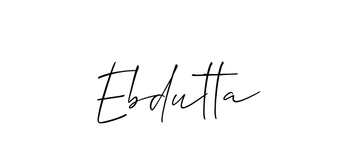 Create a beautiful signature design for name Ebdutta. With this signature (Allison_Script) fonts, you can make a handwritten signature for free. Ebdutta signature style 2 images and pictures png
