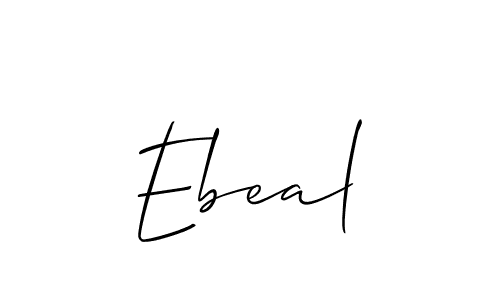 The best way (Allison_Script) to make a short signature is to pick only two or three words in your name. The name Ebeal include a total of six letters. For converting this name. Ebeal signature style 2 images and pictures png