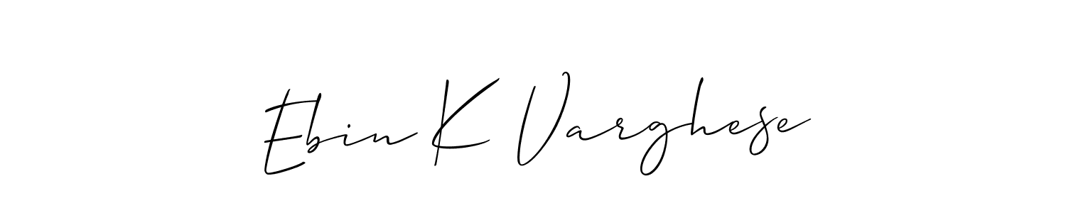 Allison_Script is a professional signature style that is perfect for those who want to add a touch of class to their signature. It is also a great choice for those who want to make their signature more unique. Get Ebin K Varghese name to fancy signature for free. Ebin K Varghese signature style 2 images and pictures png