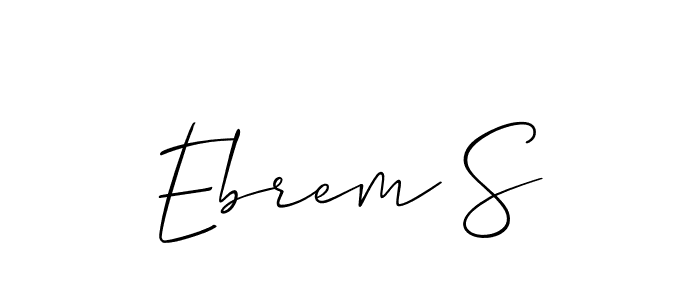 It looks lik you need a new signature style for name Ebrem S. Design unique handwritten (Allison_Script) signature with our free signature maker in just a few clicks. Ebrem S signature style 2 images and pictures png