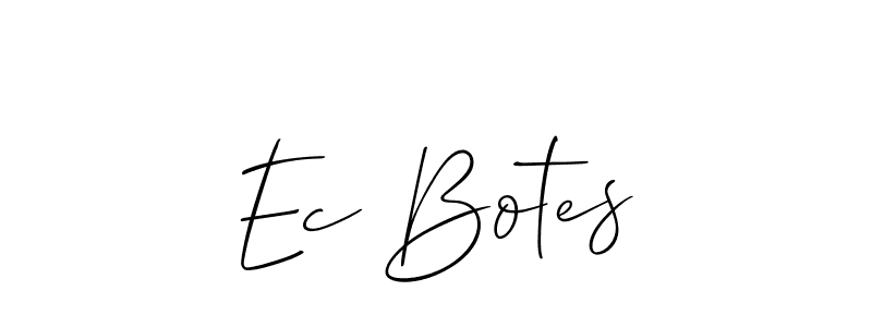 The best way (Allison_Script) to make a short signature is to pick only two or three words in your name. The name Ec Botes include a total of six letters. For converting this name. Ec Botes signature style 2 images and pictures png
