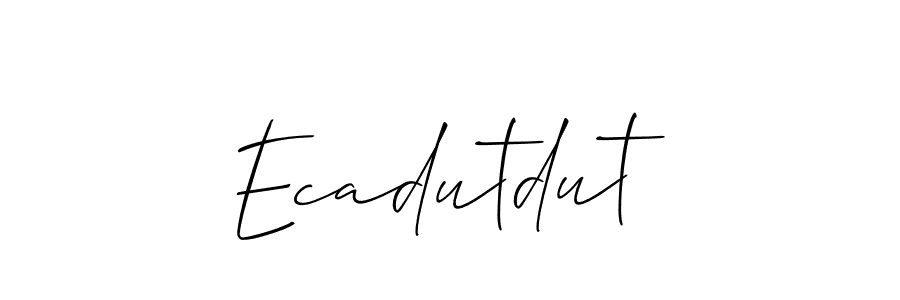 Allison_Script is a professional signature style that is perfect for those who want to add a touch of class to their signature. It is also a great choice for those who want to make their signature more unique. Get Ecadutdut name to fancy signature for free. Ecadutdut signature style 2 images and pictures png