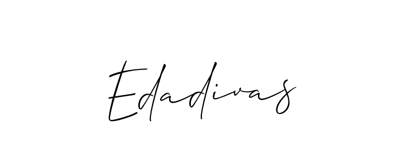 The best way (Allison_Script) to make a short signature is to pick only two or three words in your name. The name Edadivas include a total of six letters. For converting this name. Edadivas signature style 2 images and pictures png