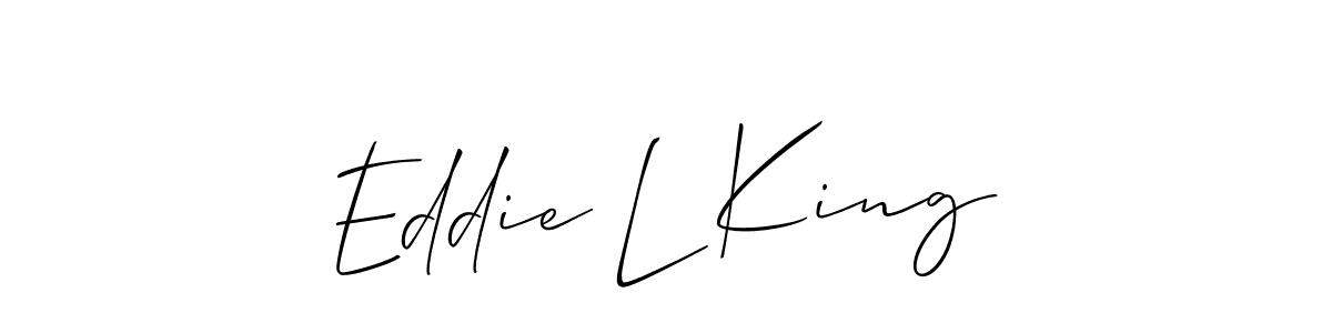 The best way (Allison_Script) to make a short signature is to pick only two or three words in your name. The name Eddie L King include a total of six letters. For converting this name. Eddie L King signature style 2 images and pictures png