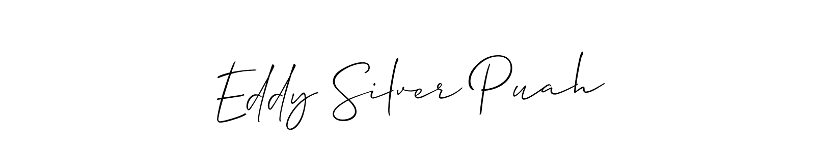 The best way (Allison_Script) to make a short signature is to pick only two or three words in your name. The name Eddy Silver Puah include a total of six letters. For converting this name. Eddy Silver Puah signature style 2 images and pictures png