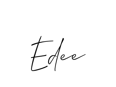 The best way (Allison_Script) to make a short signature is to pick only two or three words in your name. The name Edee include a total of six letters. For converting this name. Edee signature style 2 images and pictures png