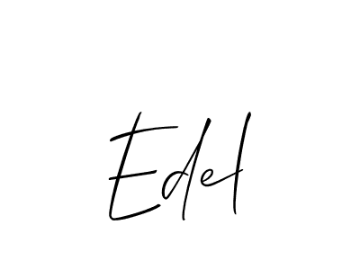 The best way (Allison_Script) to make a short signature is to pick only two or three words in your name. The name Edel include a total of six letters. For converting this name. Edel signature style 2 images and pictures png