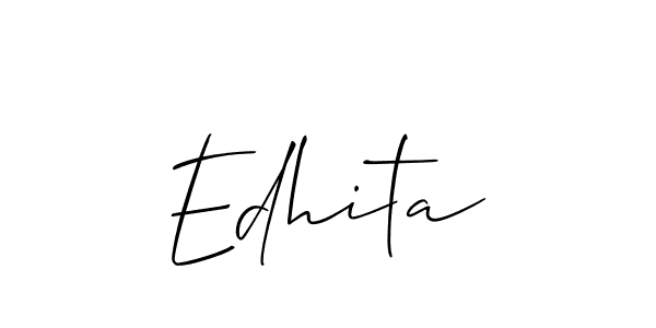 How to make Edhita name signature. Use Allison_Script style for creating short signs online. This is the latest handwritten sign. Edhita signature style 2 images and pictures png