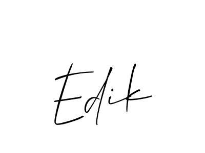 Make a beautiful signature design for name Edik. With this signature (Allison_Script) style, you can create a handwritten signature for free. Edik signature style 2 images and pictures png