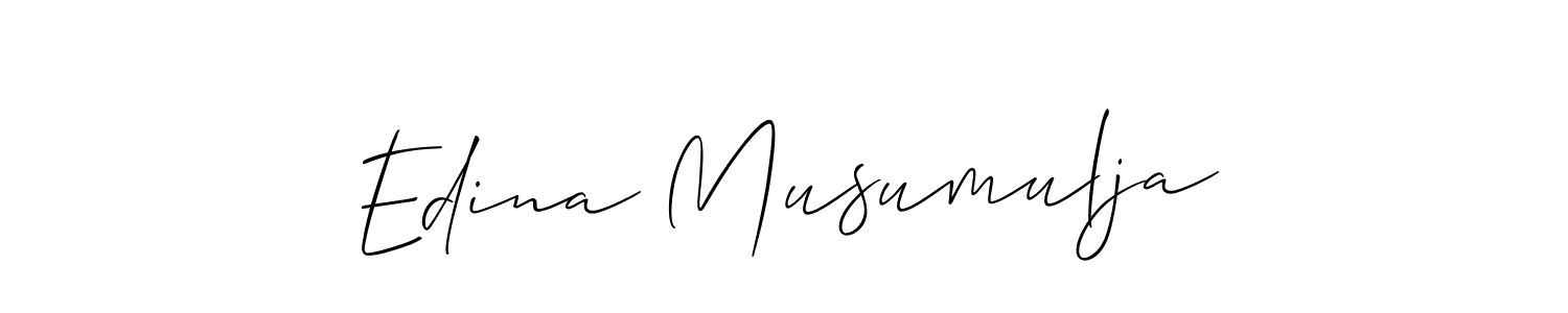 How to make Edina Musumulja name signature. Use Allison_Script style for creating short signs online. This is the latest handwritten sign. Edina Musumulja signature style 2 images and pictures png