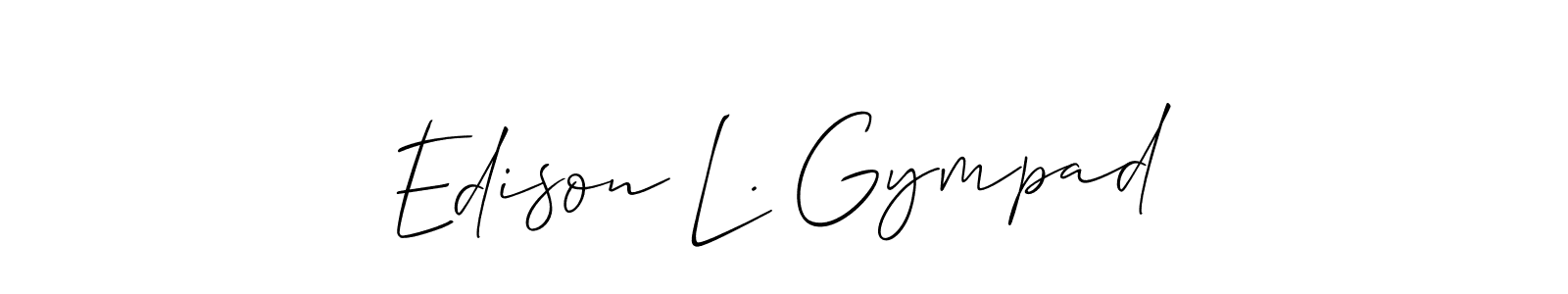 Similarly Allison_Script is the best handwritten signature design. Signature creator online .You can use it as an online autograph creator for name Edison L. Gympad. Edison L. Gympad signature style 2 images and pictures png