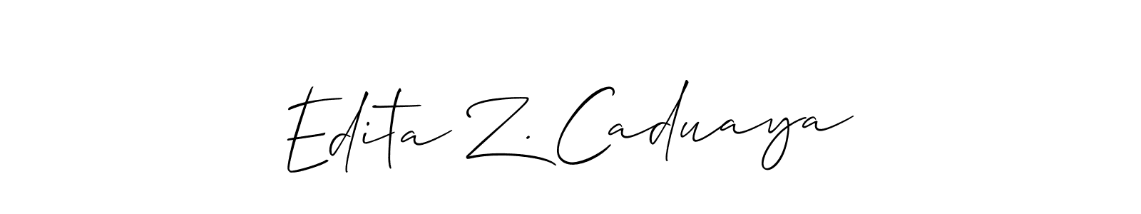 Make a short Edita Z. Caduaya signature style. Manage your documents anywhere anytime using Allison_Script. Create and add eSignatures, submit forms, share and send files easily. Edita Z. Caduaya signature style 2 images and pictures png