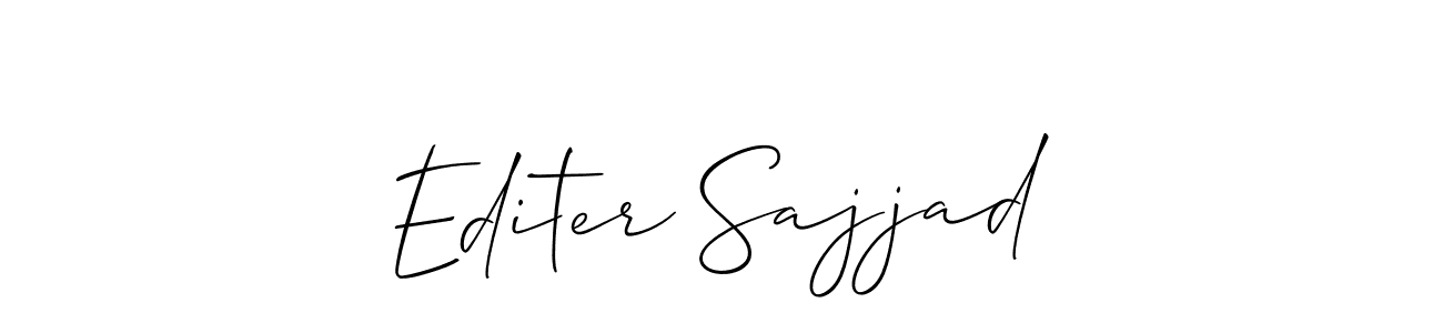 The best way (Allison_Script) to make a short signature is to pick only two or three words in your name. The name Editer Sajjad include a total of six letters. For converting this name. Editer Sajjad signature style 2 images and pictures png