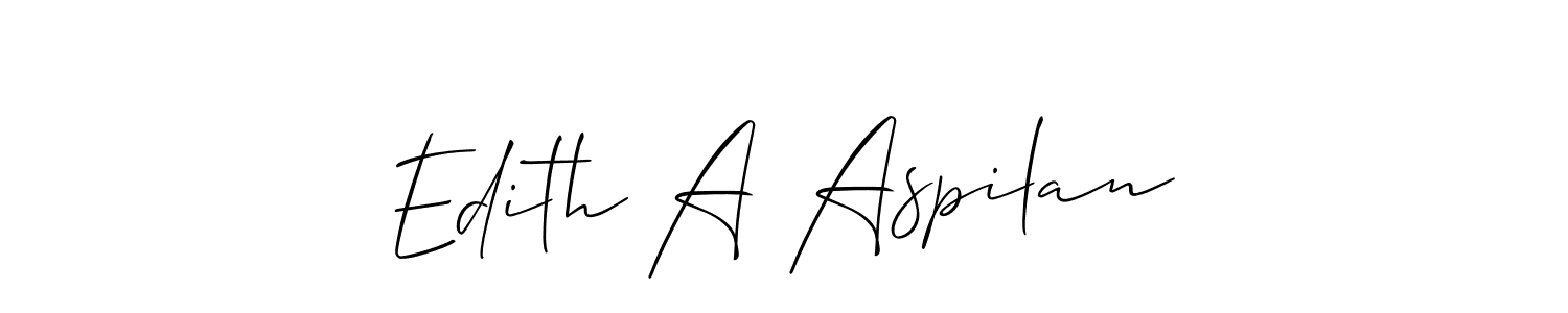 Make a beautiful signature design for name Edith A Aspilan. With this signature (Allison_Script) style, you can create a handwritten signature for free. Edith A Aspilan signature style 2 images and pictures png