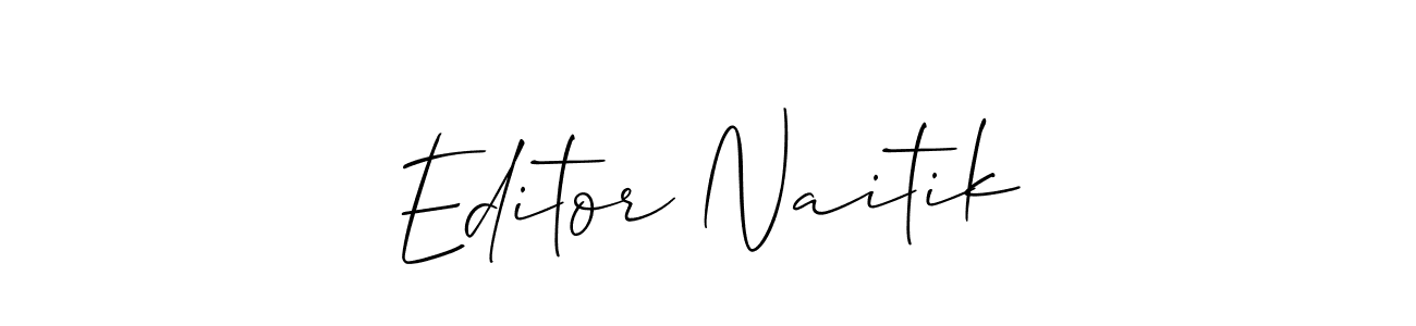 Allison_Script is a professional signature style that is perfect for those who want to add a touch of class to their signature. It is also a great choice for those who want to make their signature more unique. Get Editor Naitik name to fancy signature for free. Editor Naitik signature style 2 images and pictures png