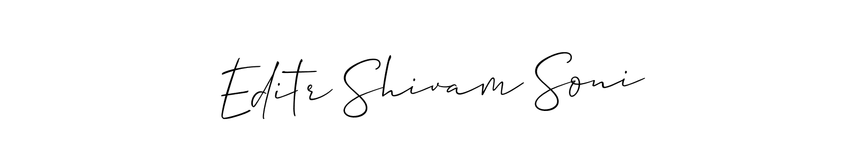 This is the best signature style for the Editr Shivam Soni name. Also you like these signature font (Allison_Script). Mix name signature. Editr Shivam Soni signature style 2 images and pictures png