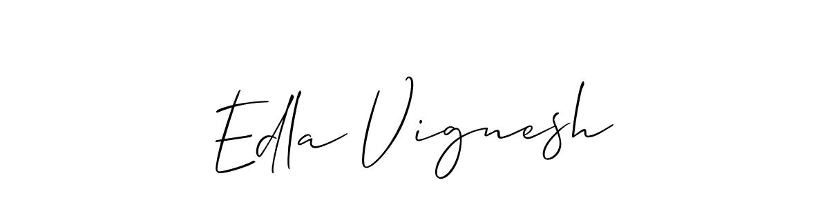 This is the best signature style for the Edla Vignesh name. Also you like these signature font (Allison_Script). Mix name signature. Edla Vignesh signature style 2 images and pictures png