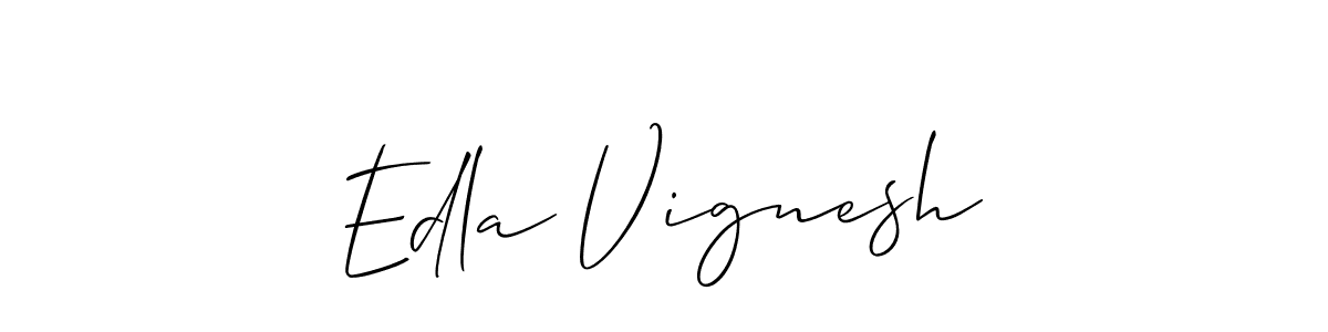 Allison_Script is a professional signature style that is perfect for those who want to add a touch of class to their signature. It is also a great choice for those who want to make their signature more unique. Get Edla Vignesh name to fancy signature for free. Edla Vignesh signature style 2 images and pictures png