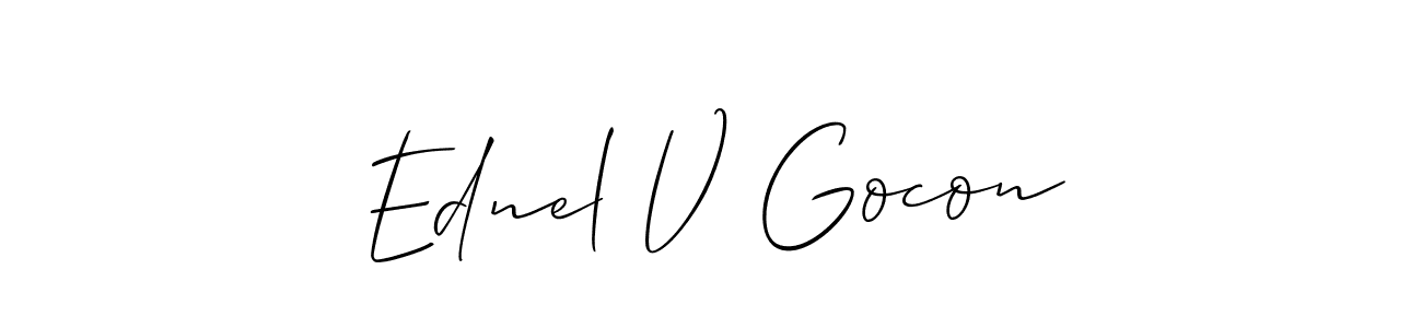 Design your own signature with our free online signature maker. With this signature software, you can create a handwritten (Allison_Script) signature for name Ednel V Gocon. Ednel V Gocon signature style 2 images and pictures png