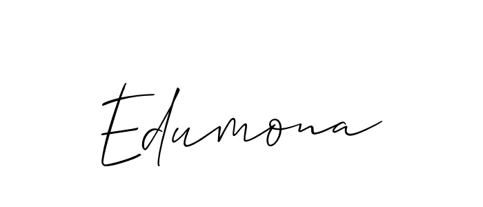 Use a signature maker to create a handwritten signature online. With this signature software, you can design (Allison_Script) your own signature for name Edumona. Edumona signature style 2 images and pictures png