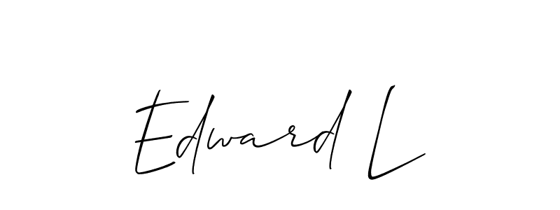 The best way (Allison_Script) to make a short signature is to pick only two or three words in your name. The name Edward L include a total of six letters. For converting this name. Edward L signature style 2 images and pictures png