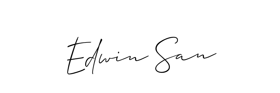 The best way (Allison_Script) to make a short signature is to pick only two or three words in your name. The name Edwin San include a total of six letters. For converting this name. Edwin San signature style 2 images and pictures png