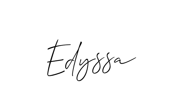 The best way (Allison_Script) to make a short signature is to pick only two or three words in your name. The name Edyssa include a total of six letters. For converting this name. Edyssa signature style 2 images and pictures png