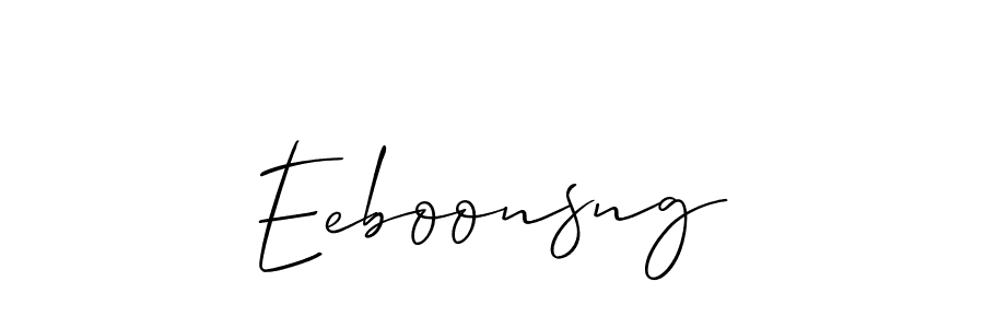 The best way (Allison_Script) to make a short signature is to pick only two or three words in your name. The name Eeboonsng include a total of six letters. For converting this name. Eeboonsng signature style 2 images and pictures png