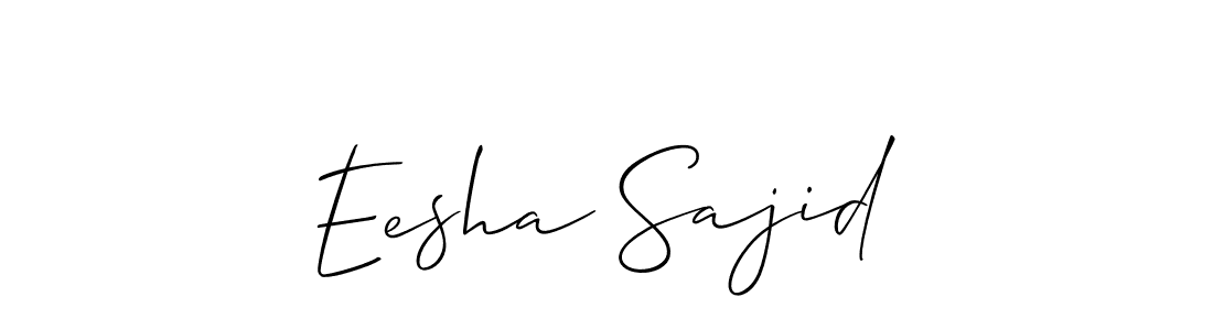 Also You can easily find your signature by using the search form. We will create Eesha Sajid name handwritten signature images for you free of cost using Allison_Script sign style. Eesha Sajid signature style 2 images and pictures png