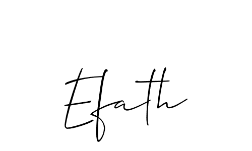 Use a signature maker to create a handwritten signature online. With this signature software, you can design (Allison_Script) your own signature for name Efath. Efath signature style 2 images and pictures png