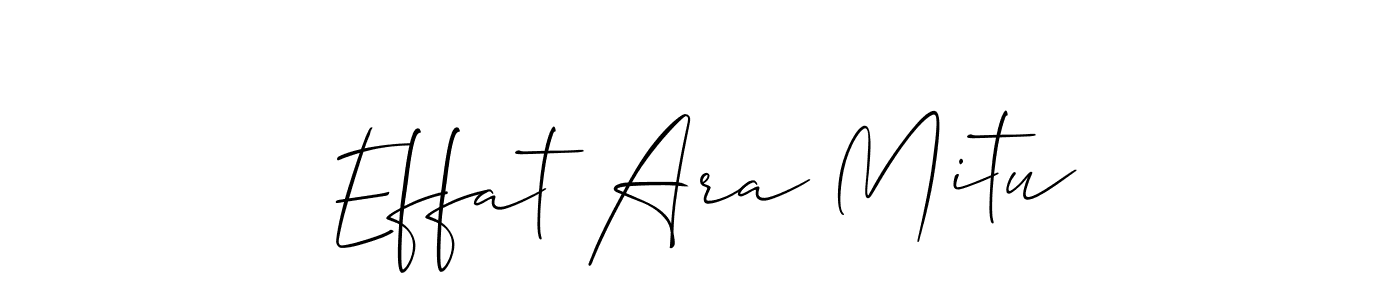 This is the best signature style for the Effat Ara Mitu name. Also you like these signature font (Allison_Script). Mix name signature. Effat Ara Mitu signature style 2 images and pictures png
