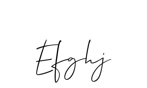 The best way (Allison_Script) to make a short signature is to pick only two or three words in your name. The name Efghj include a total of six letters. For converting this name. Efghj signature style 2 images and pictures png