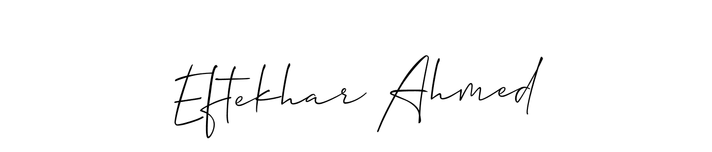 The best way (Allison_Script) to make a short signature is to pick only two or three words in your name. The name Eftekhar Ahmed include a total of six letters. For converting this name. Eftekhar Ahmed signature style 2 images and pictures png