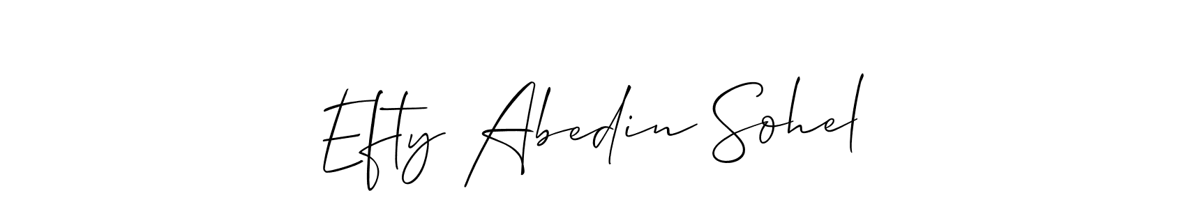 Use a signature maker to create a handwritten signature online. With this signature software, you can design (Allison_Script) your own signature for name Efty Abedin Sohel. Efty Abedin Sohel signature style 2 images and pictures png