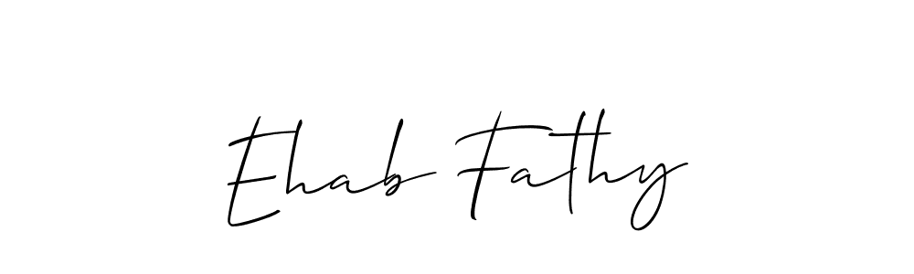 The best way (Allison_Script) to make a short signature is to pick only two or three words in your name. The name Ehab Fathy include a total of six letters. For converting this name. Ehab Fathy signature style 2 images and pictures png