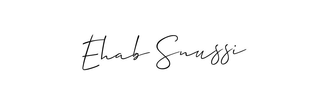 This is the best signature style for the Ehab Snussi name. Also you like these signature font (Allison_Script). Mix name signature. Ehab Snussi signature style 2 images and pictures png