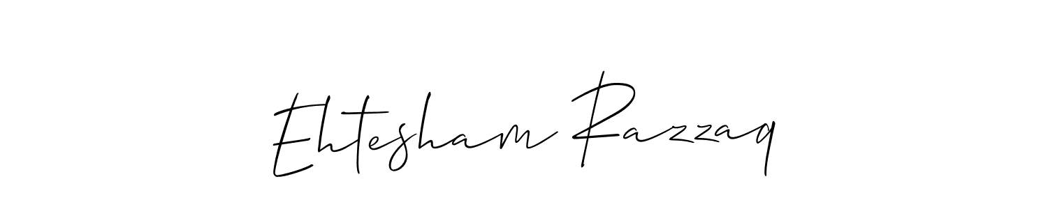Allison_Script is a professional signature style that is perfect for those who want to add a touch of class to their signature. It is also a great choice for those who want to make their signature more unique. Get Ehtesham Razzaq name to fancy signature for free. Ehtesham Razzaq signature style 2 images and pictures png