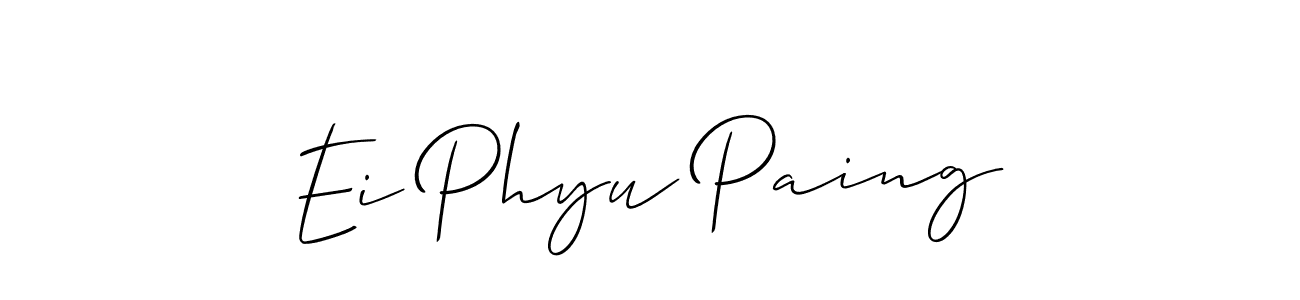 Create a beautiful signature design for name Ei Phyu Paing. With this signature (Allison_Script) fonts, you can make a handwritten signature for free. Ei Phyu Paing signature style 2 images and pictures png