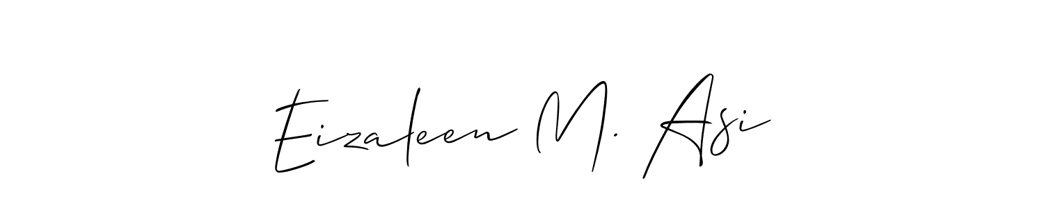 The best way (Allison_Script) to make a short signature is to pick only two or three words in your name. The name Eizaleen M. Asi include a total of six letters. For converting this name. Eizaleen M. Asi signature style 2 images and pictures png