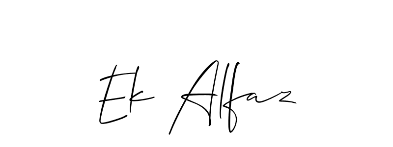 Use a signature maker to create a handwritten signature online. With this signature software, you can design (Allison_Script) your own signature for name Ek Alfaz. Ek Alfaz signature style 2 images and pictures png