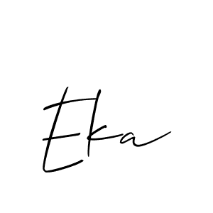 The best way (Allison_Script) to make a short signature is to pick only two or three words in your name. The name Eka include a total of six letters. For converting this name. Eka signature style 2 images and pictures png