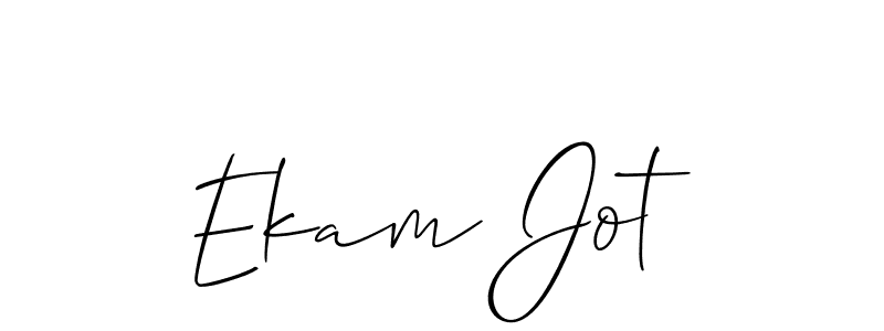 Also You can easily find your signature by using the search form. We will create Ekam Jot name handwritten signature images for you free of cost using Allison_Script sign style. Ekam Jot signature style 2 images and pictures png