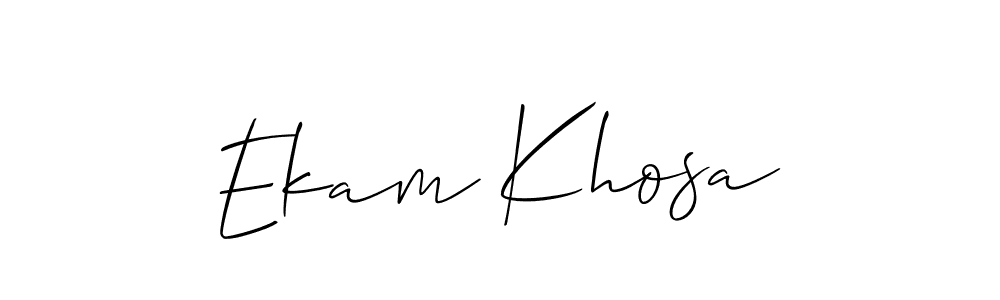 You should practise on your own different ways (Allison_Script) to write your name (Ekam Khosa) in signature. don't let someone else do it for you. Ekam Khosa signature style 2 images and pictures png