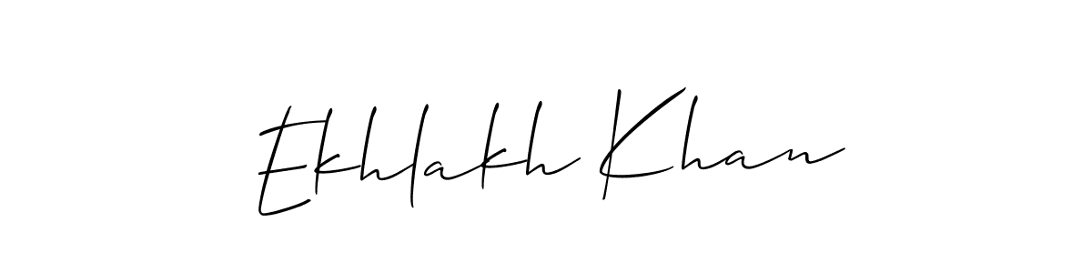 Design your own signature with our free online signature maker. With this signature software, you can create a handwritten (Allison_Script) signature for name Ekhlakh Khan. Ekhlakh Khan signature style 2 images and pictures png